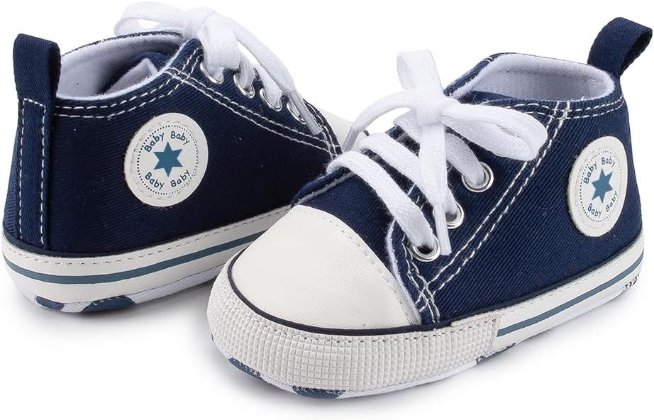 Meckior Baby Girls Boys Canvas Sneakers Soft Sole High-Top Ankle Infant First - Image 5
