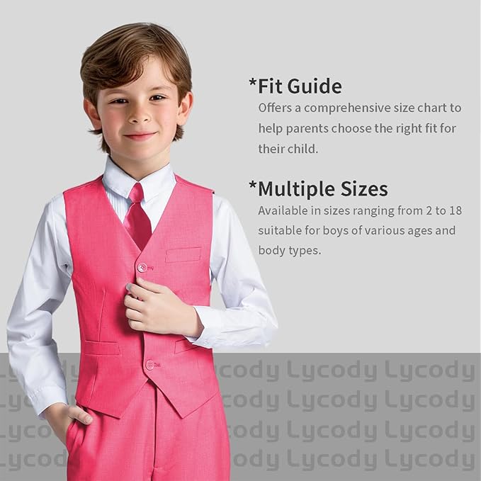 Boys Vest Set Formal Dress Suits Wedding Outfit Dresswear - Image 3