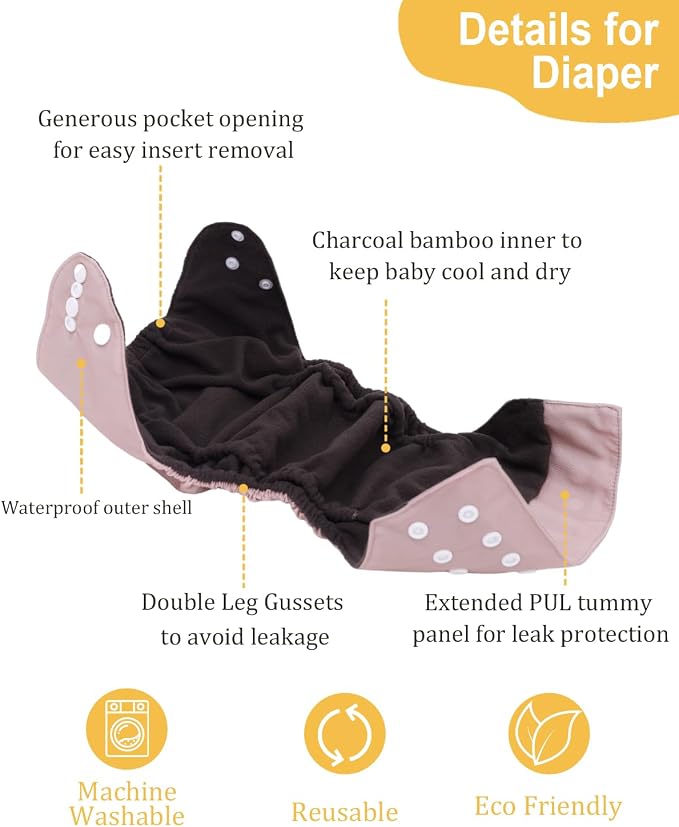 babygoal Reusable Charcoal Cloth Diapers - Image 5