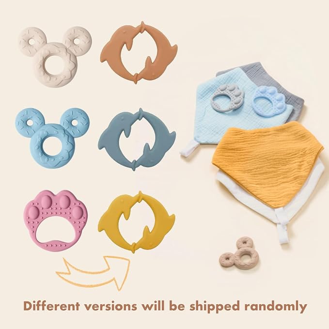 Baby Teething Bibs 6-Pack with Attachable Teether - Image 4