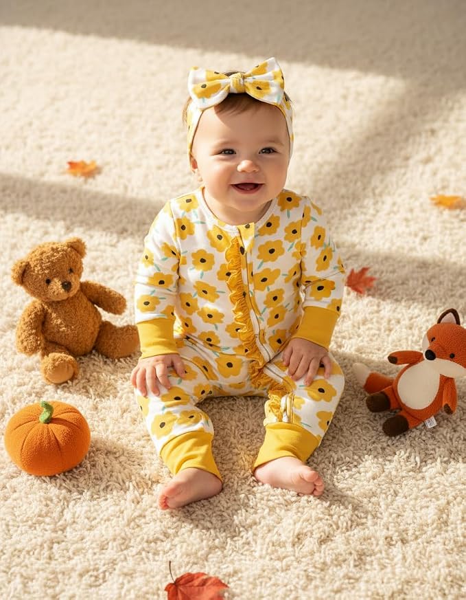 PATPAT Baby Girl Boy Clothes Newborn Infant Footie – Soft Viscose from Bamboo– - Image 2
