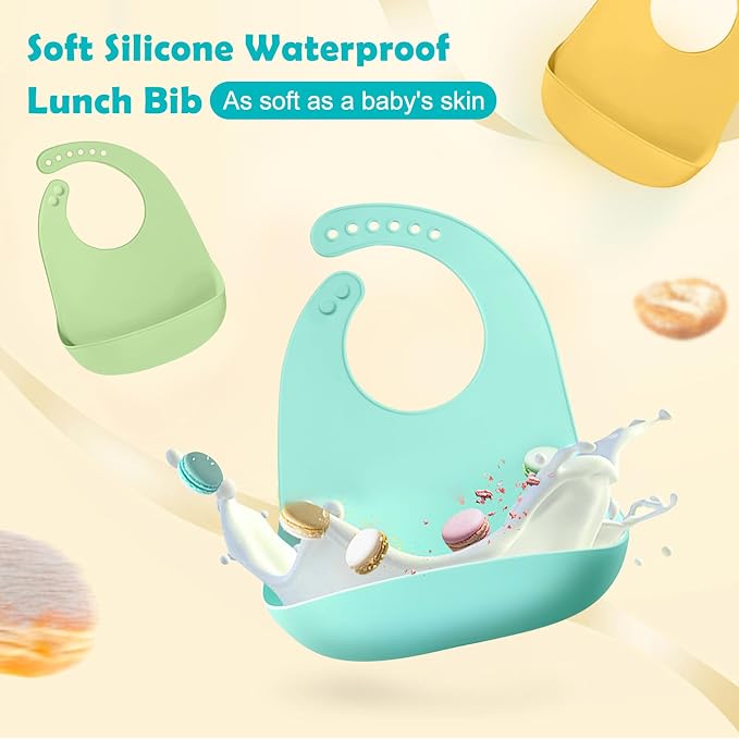 Silicone 8-Pack Bibs for Babies Toddlers Girls| Adjustable Waterproof BPA Free - Image 8