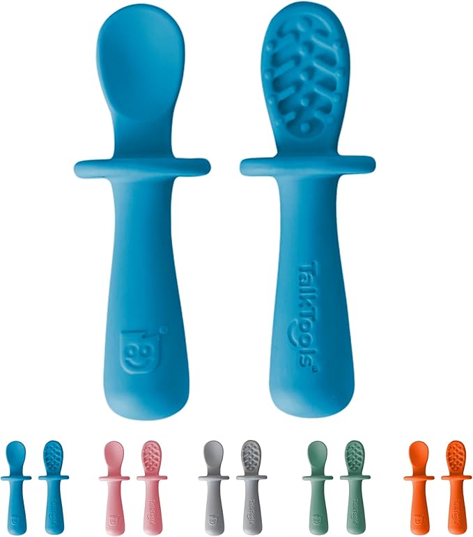 TalkTools ITSY Tiny Silicone Spoons – Twin Pack Soft Silicone Self-Feeding by TalkTools
