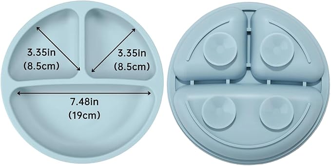 PandaEar 3 Pack Toddler Plates, Silicone Divided Suction Plate - Image 3