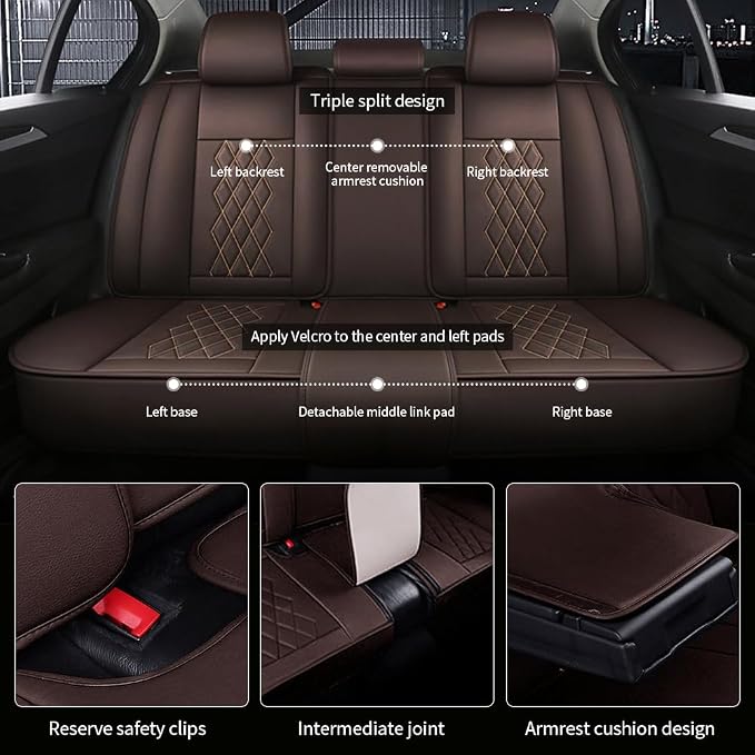 Leather Car Seat Covers for Volkswagen Atlas 2019-2023 Waterproof, Breathable - Image 3