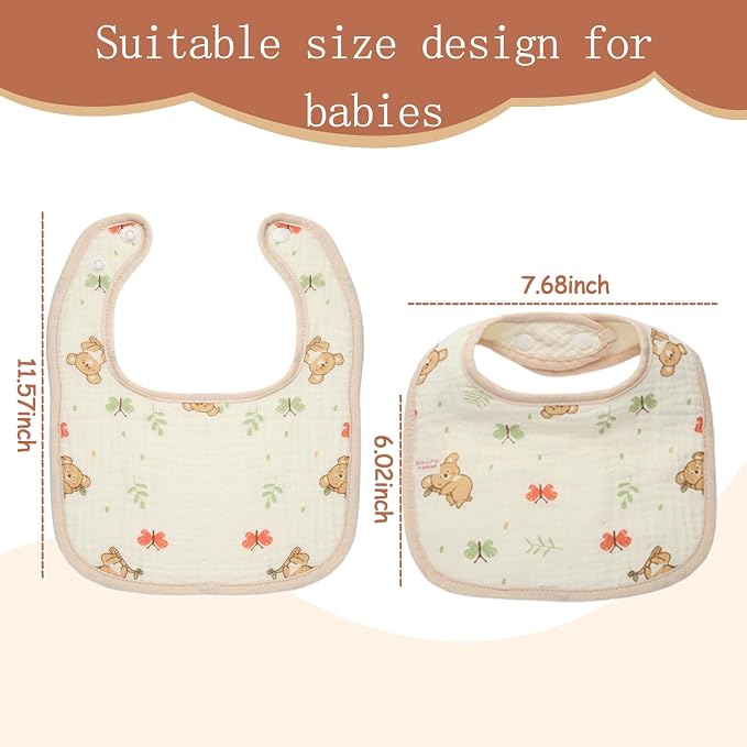 Muslin Baby Bibs, Pure cotton absorbent and breathable, suitable - Image 5