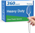 360 Count Clear Plastic Spoons Disposable, Heat Resistant, Solid and Durable by Dealusy