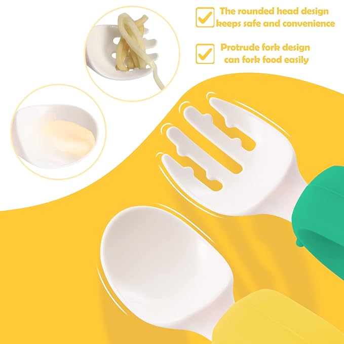 Baby Self Feeding Training Spoon and Fork Set - Image 2