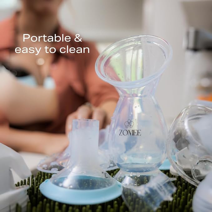 Zomee Manual Breast Pump Silicone Milk Collector – Hands-Free Milk Collection - Image 3