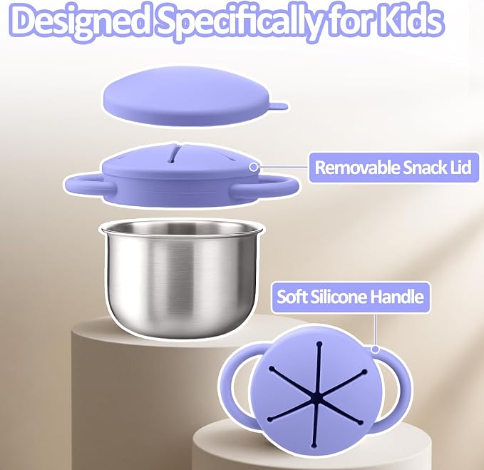 BUSOHA 2 Pack Stainless Steel Toddler Snack Cups - 9 OZ Spill-Proof Baby Snack - Image 3