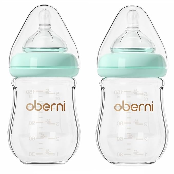 Glass Baby Bottles, Anti Colic Breastfeeding Bottle by oberni