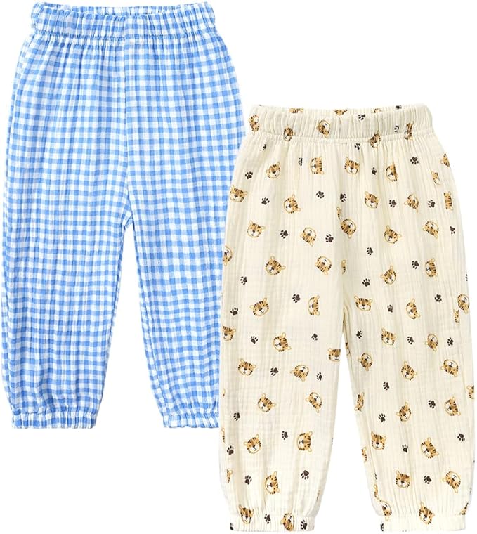 MYGBCPJS Baby Boys Girls Cotton Linen Trousers Kids Casual Ankle Pants Loose by MYGBCPJS