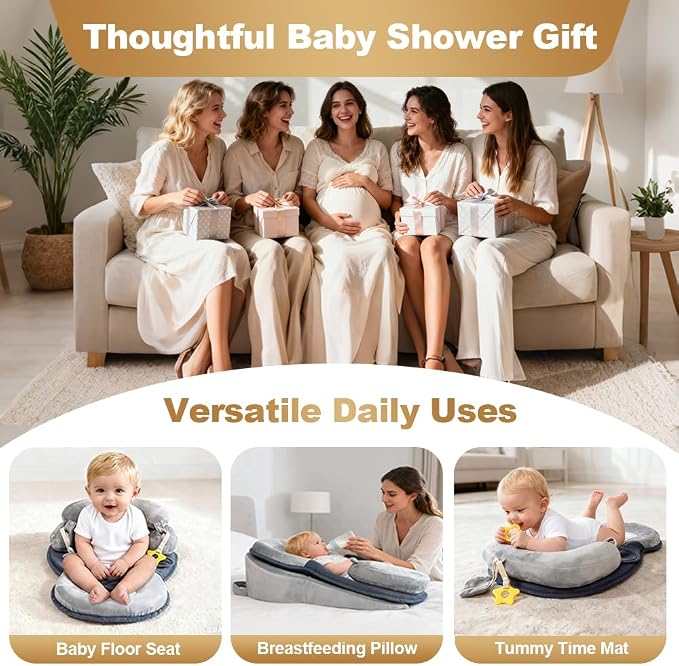 Baby Feeding Pillow, Anti Overflow Breastfeeding Pillow, Tummy Time Mat & Baby - Image 7