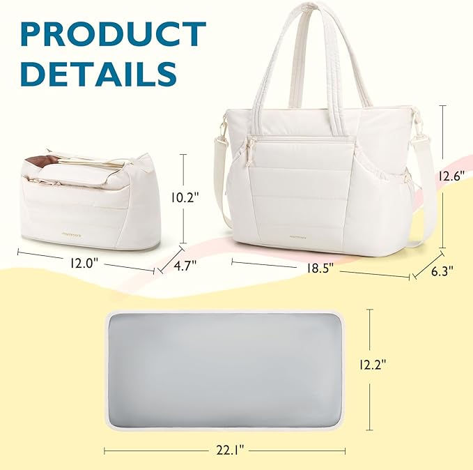 mommore Diaper Bag Tote with Stroller Organizer Puffer Bag Large Capacity Baby - Image 5
