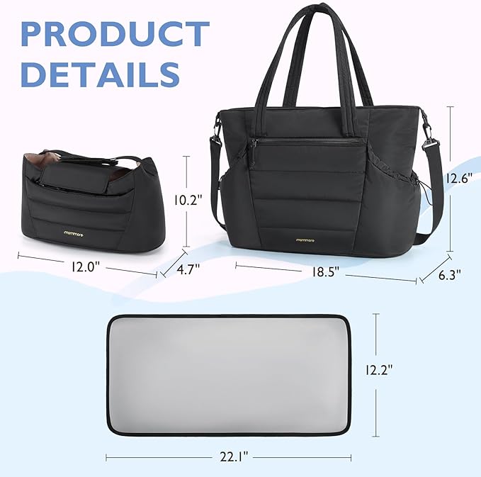 mommore Diaper Bag Tote with Stroller Organizer Puffer Bag Large Capacity Baby - Image 5