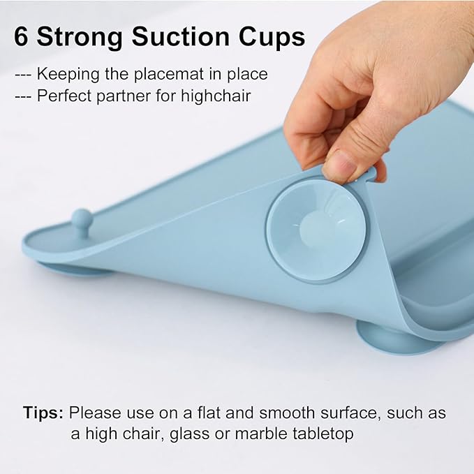 2 Pack Baby Silicone Mat, with Suction Base and 8 Stretchable Straps, Seposeve - Image 2