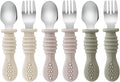 PandaEar 6 Pack Toddler Fork and Spoon Utensil Set, Baby Silicone Stainless by PandaEar