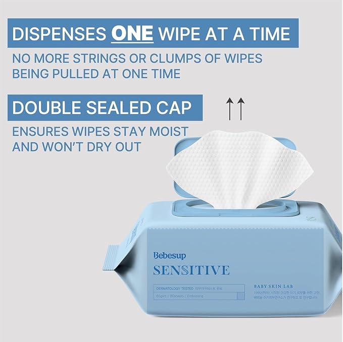 BEBESUP-Korea’s #1 Sensitive Baby Wipes -Hypoallergenic Water-based Unscented - Image 7