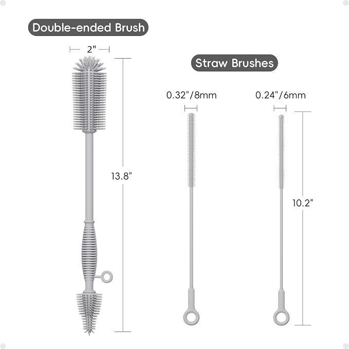 Baby Bottle Brush and Straw Cleaner Brush Set, Extra Long Double-Ended Soft - Image 7