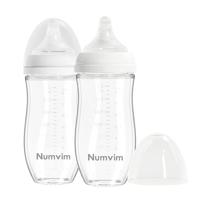 Natural Glass Baby Bottle for Breastfeeding Babies, Baby Essentials, Gentle by Numvim