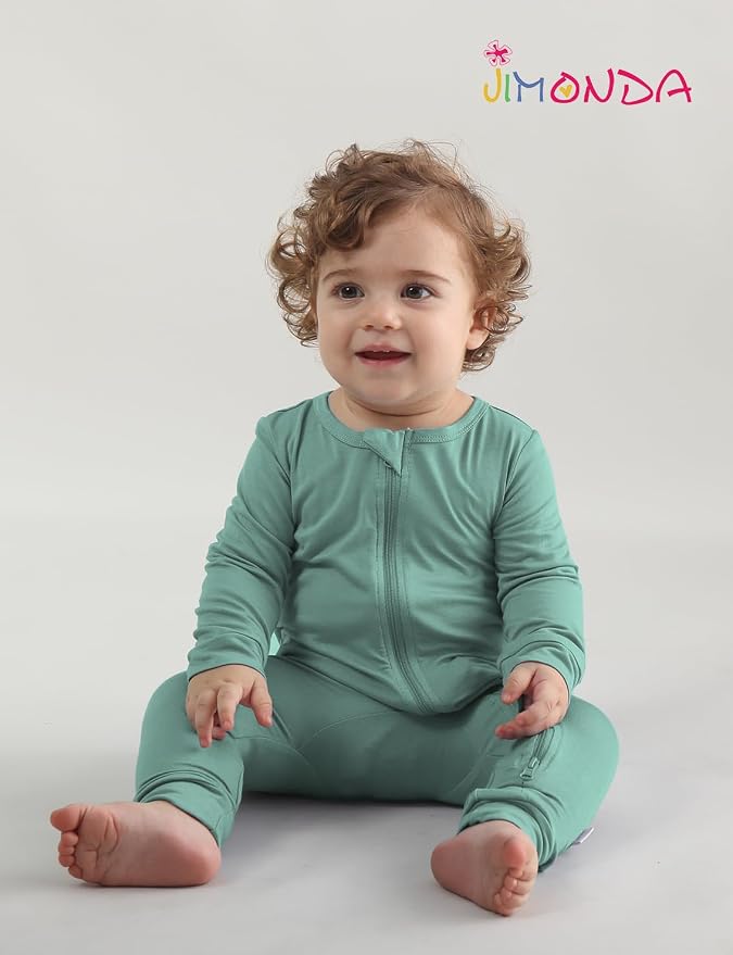 Jimonda Baby Footless Pajamas, Two Zip Closure Long Sleeve Romper, Infant - Image 4