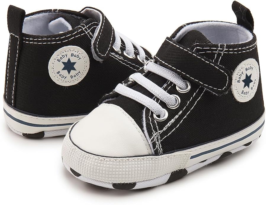 Meckior Baby Girls Boys Canvas Sneakers Soft Sole High-Top Ankle Infant First - Image 2