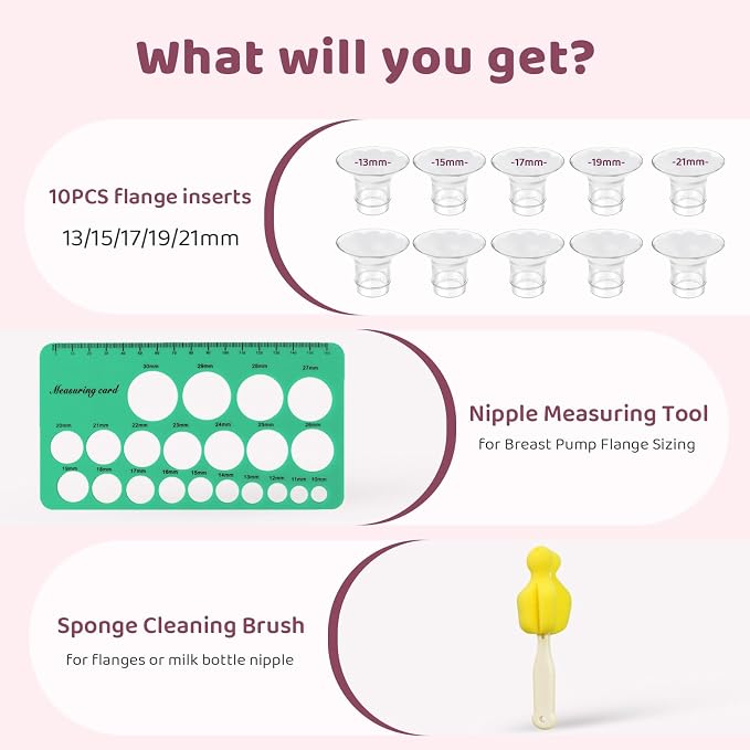 Flange Sizing Kit 3 in 1 with 10PCS Flange Inserts 13/15/17/19/21mm, Silicone - Image 2
