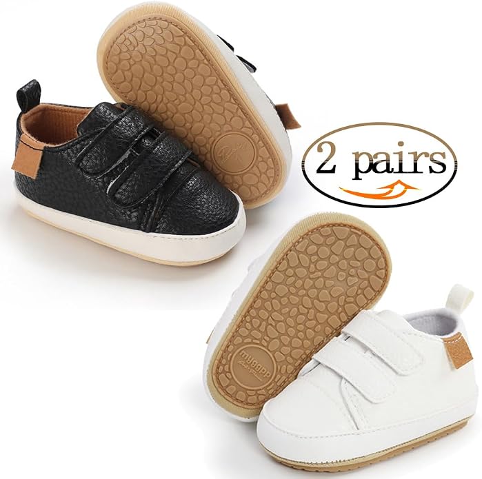 2Pairs Baby Shoes, Boys Girls Non-Slip Rubber Sole Sneakers, Unisex Infant Soft - Image 2
