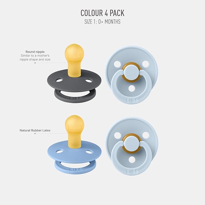 BIBS Pacifiers - Colour 4 Pack | Round Nipple Baby Pacifier | BPA Free Natural - Image 2