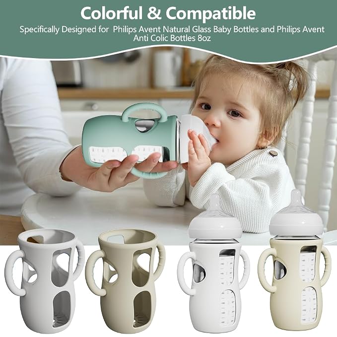 2 Pack Silicone Sleeves for Avent Natural Glass Bottles, Anti Breakage Baby - Image 7