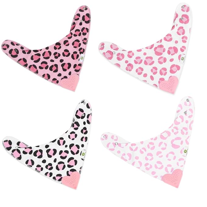 Pickle & Olive - Baby Bandana Girl Teething Bibs - Set Of 4 -Leopard - Image 4