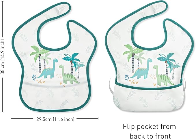 Mess Proof Baby Bib 3 Pack, Waterproof Led Weaning Baby Feeding Bibs - Image 3