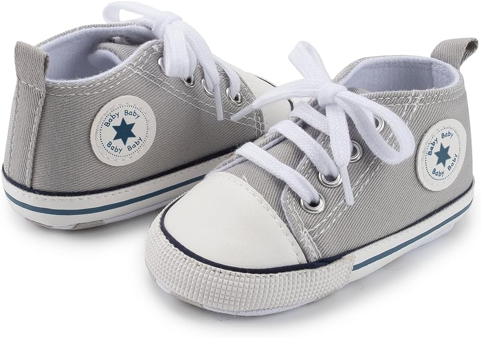 Meckior Baby Girls Boys Canvas Sneakers Soft Sole High-Top Ankle Infant First - Image 5
