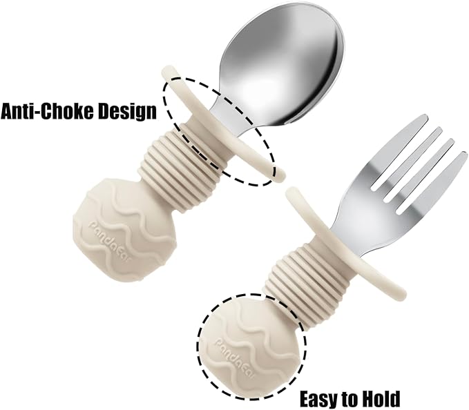 PandaEar 6 Pack Stainless Steel Toddler Spoons and Fork Feeding Set - Image 5