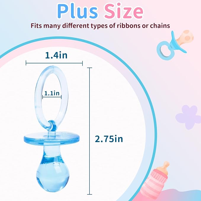 72 Pcs Baby Shower Pacifiers, 2.75’’ Plastic Pacifiers - Image 2