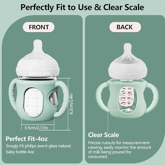 2 Pack Silicone Sleeves for Avent Natural Glass Baby Bottles, Anti Breakage - Image 4