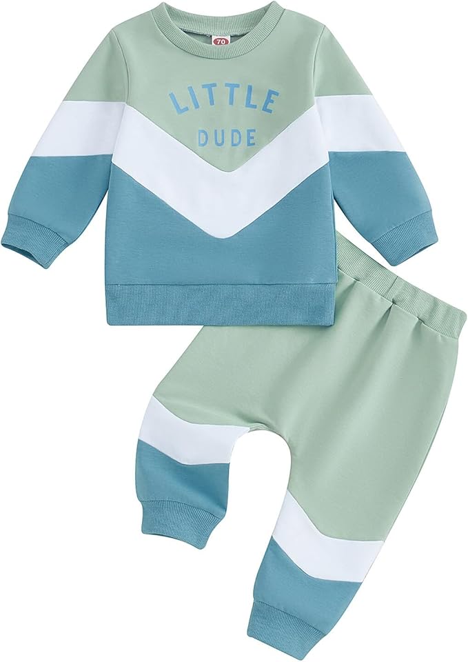 Kupretty Toddler Baby Boy Fall Winter Clothes Color Block Long Sleeve by Kupretty