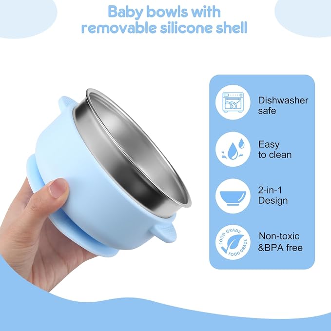 2 Pack Stainless Steel Baby Bowls - Image 6