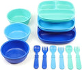 Re-Play 3x3 Divided Toddler Plates and Utensils Set by Re-Play