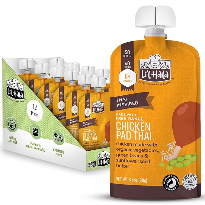 Li’l Hala Chicken Pad Thai Baby Food Pouches – Free-Range Chicken & Organic by LilHalaFoods