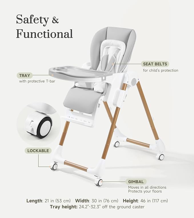 Mallify Foldable High Chairs for Babies and Toddlers, 3-in-1 Convertible Baby - Image 8