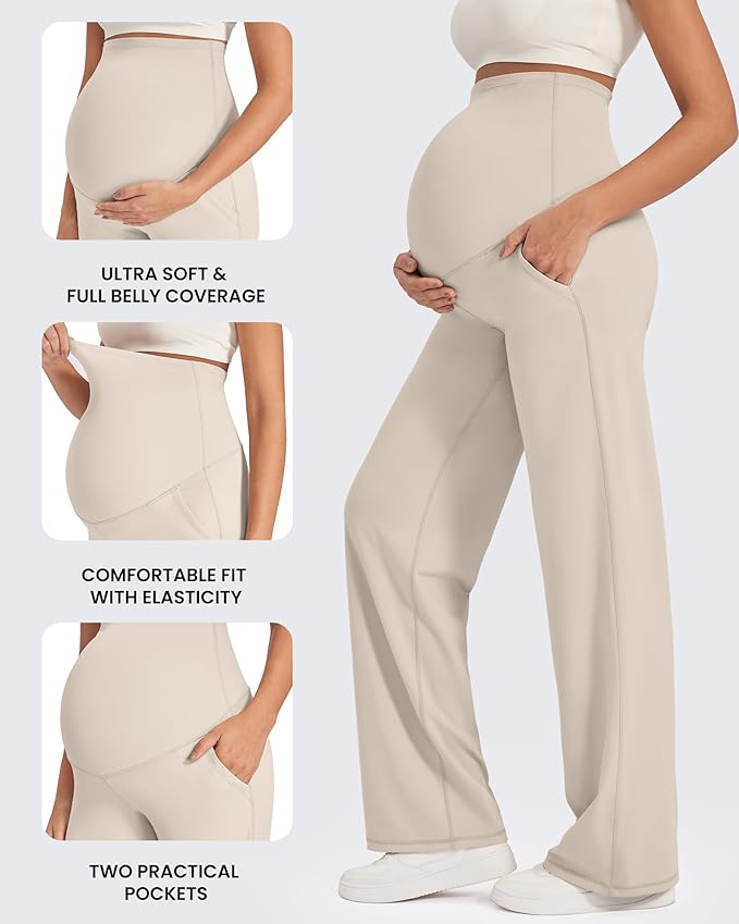 G4Free Maternity Pants Over The Belly Yoga Dress Work Pregnancy Pants Stretchy - Image 5