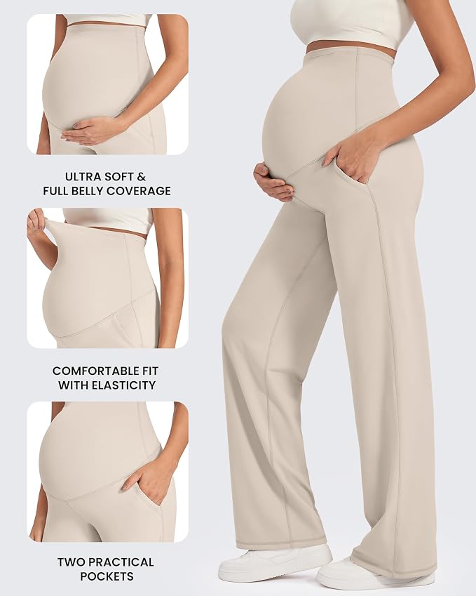 G4Free Maternity Pants Over The Belly Yoga Dress Work Pregnancy Pants Stretchy - Image 5