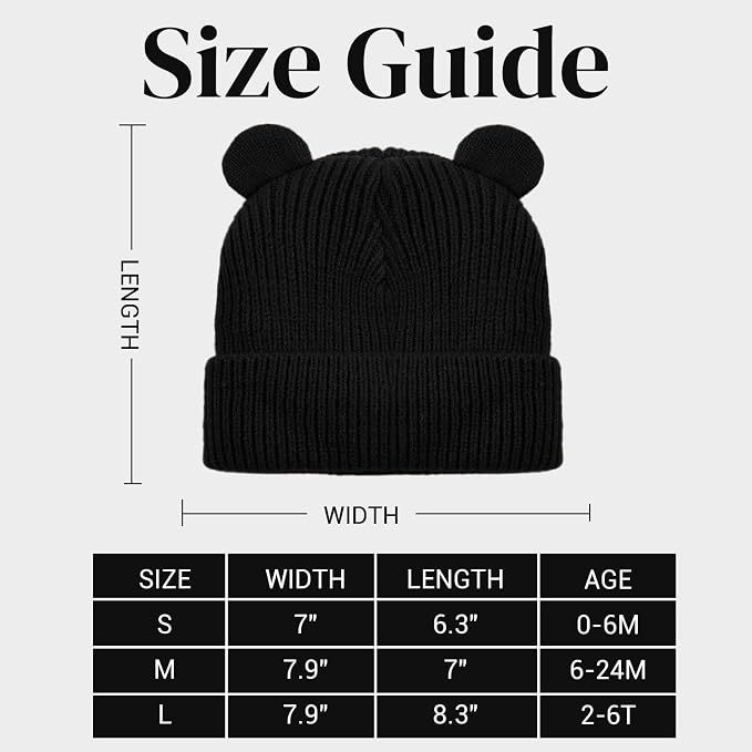 Bear Baby Beanie Knitted Baby Winter Hat Infant Toddler Boys Girls Beanie - Image 6