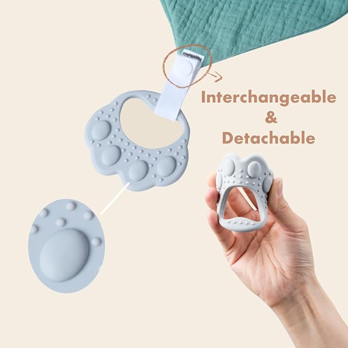 Baby Teething Bibs 6-Pack with Attachable Teether - Image 5