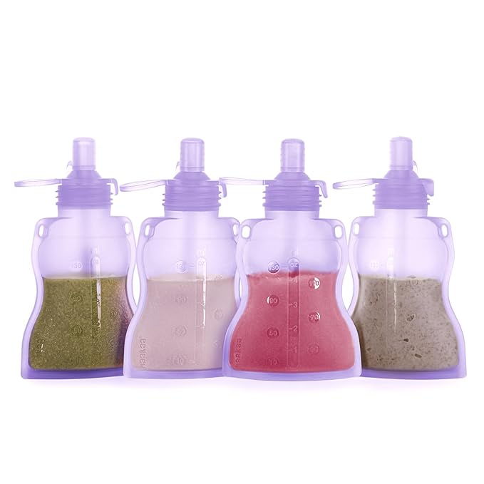 haakaa Baby Food Pouch Refillable Baby Squeeze Silicone Yummy Pouch, Soft - Image 9