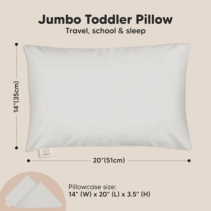 KeaBabies Toddler Pillow with Pillowcase, Jumbo 14X20 - Image 3