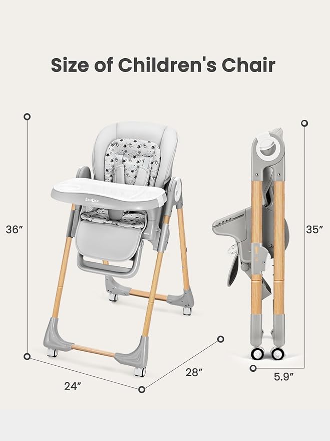 Foldable High Chair with Soft Cushion, High Chairs - Image 4