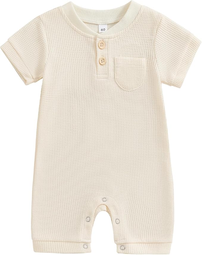 Kuriozud Newborn Infant Unisex Baby Boy Girl Clothes Button Romper Jumpsuit by Kuriozud