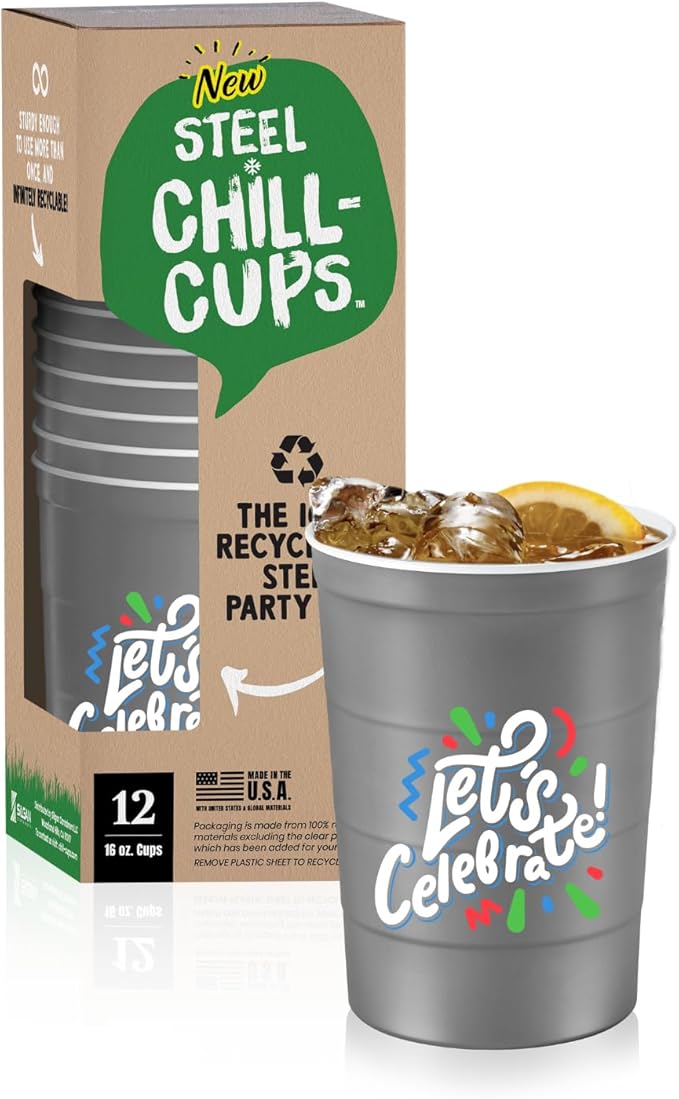 16 oz. Party Cups 'Let's Celebrate Let's Party' Design by SteelChillCups